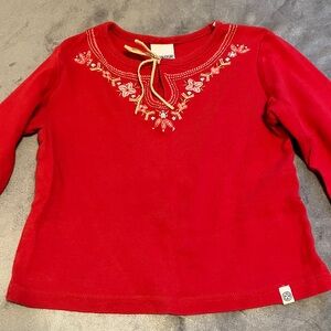 Osh Kosh B’Gosh Girl’s 4T cotton long sleeve embroidered keyhole neckline top